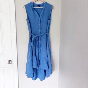 Anthropologie DREW Blue Sleeveless Button-Down Dress sz. L